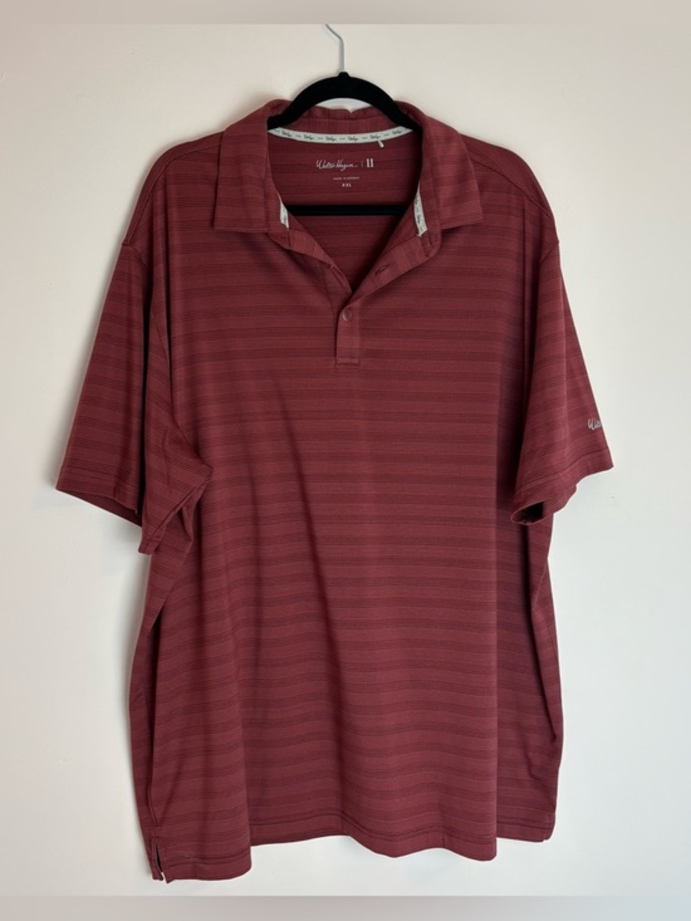 Walter‎ Hagen Mens Burgundy Striped Golf Polo Shirt XXL Red Casual Preppy